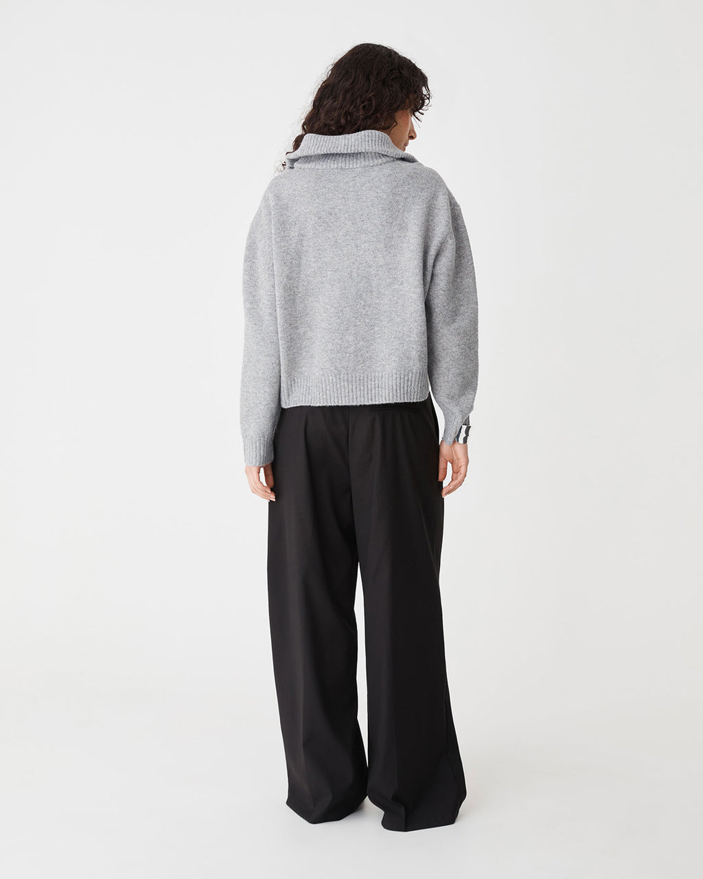 Marnie Half Zip Jumper in grey marle — back view