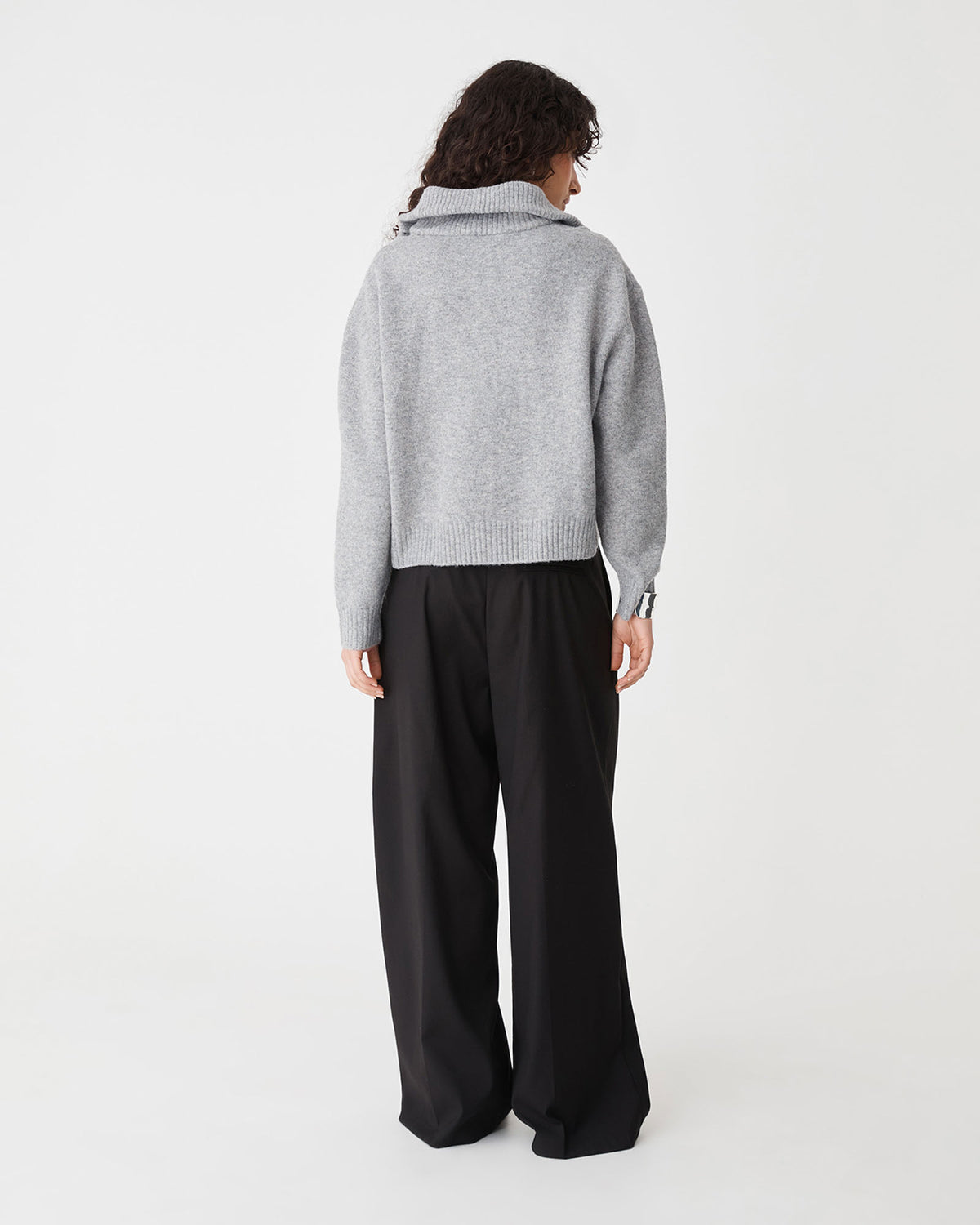 Marnie Half Zip Jumper in grey marle — back view
