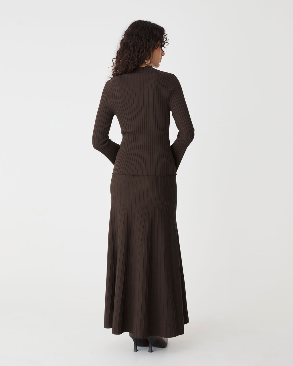 Nevaeh Bell Sleeve Knit in chocolate — back view
