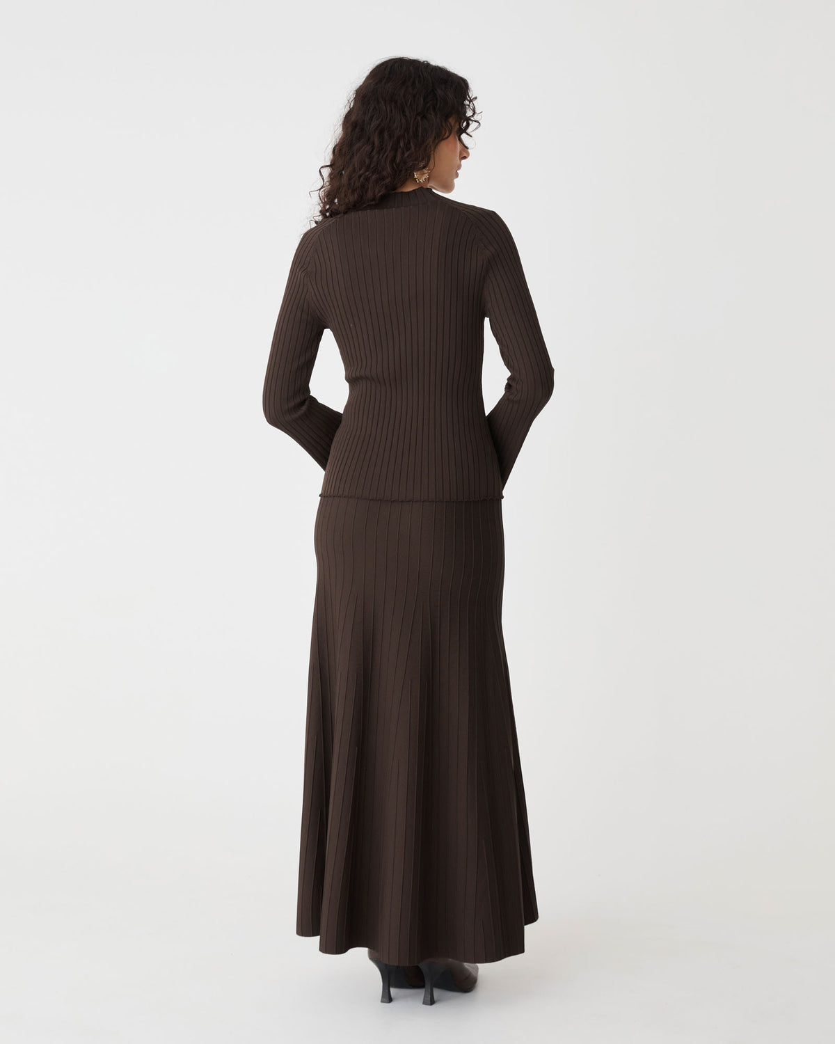 Nevaeh Bell Sleeve Knit in chocolate — back view