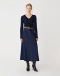 Lacey Pointelle Knit in navy — full-length view
