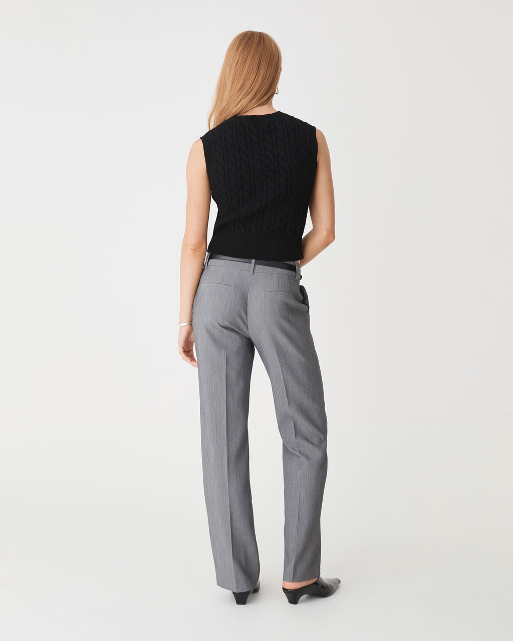 Frankie Sleeveless Cable Knit in black — back view