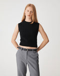 Frankie Sleeveless Cable Knit in black — close-up view