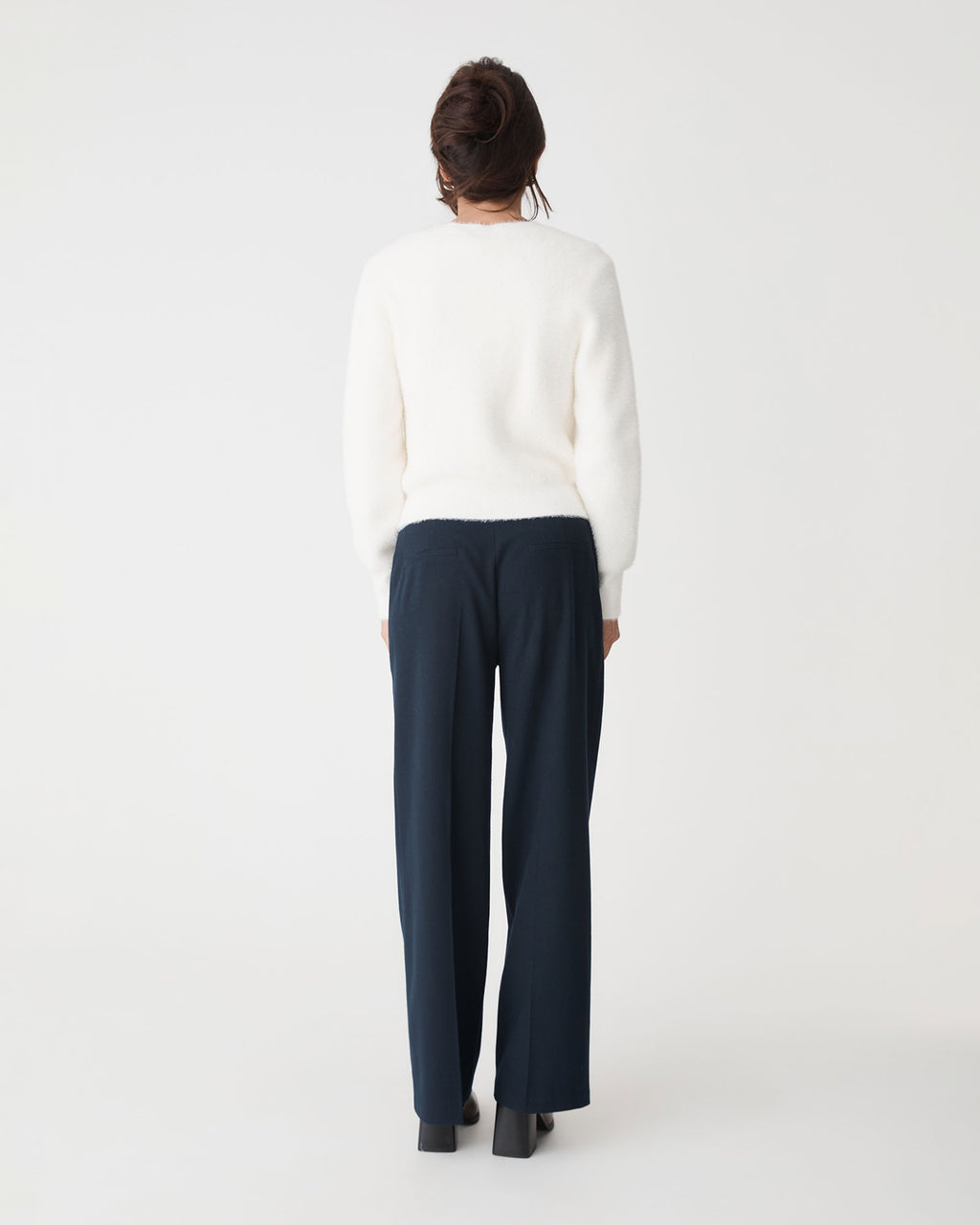 Vanessa Fluffy Jumper in ivory — back view