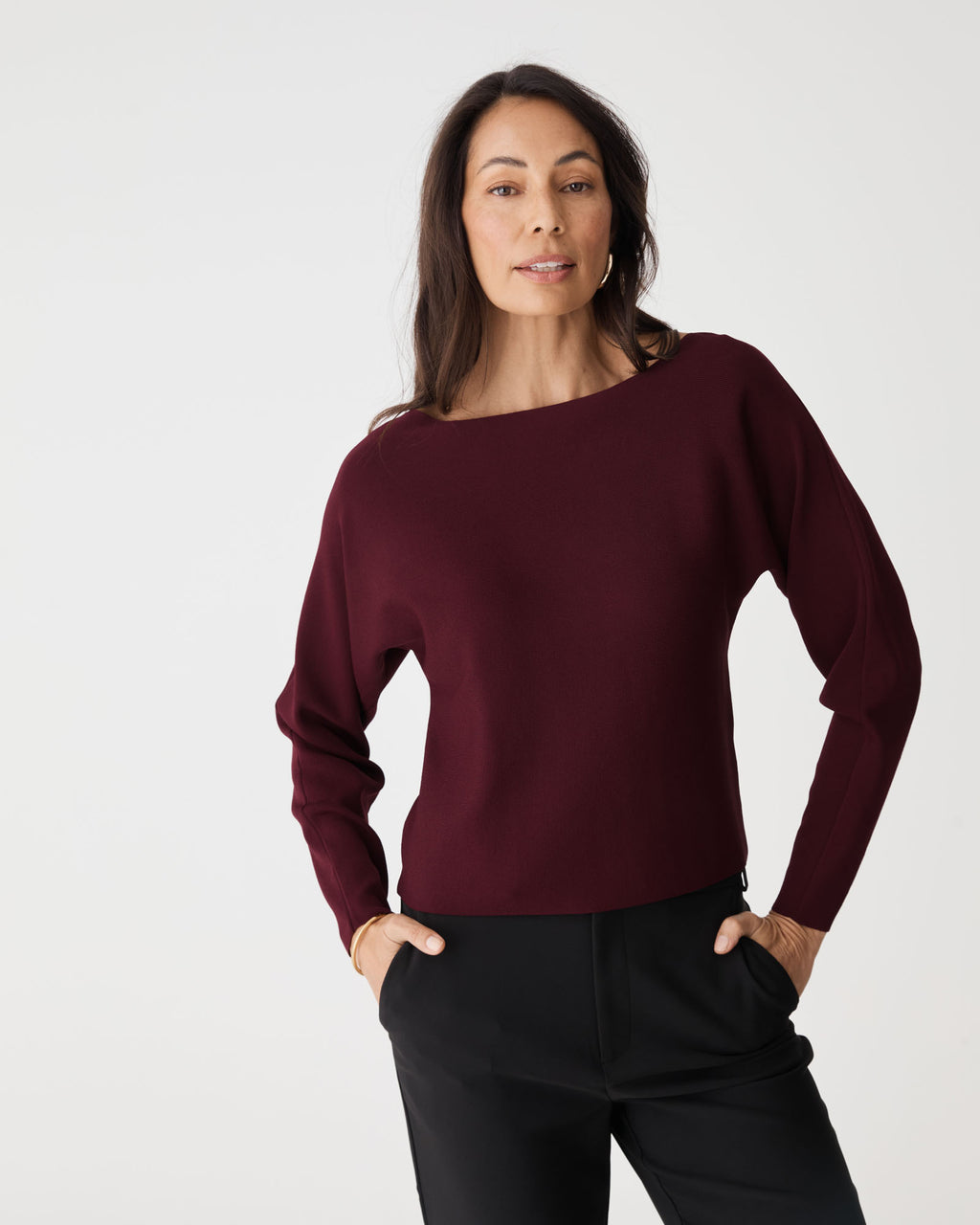 Jamie Dolman Sleeve Knit in plum — close-up view