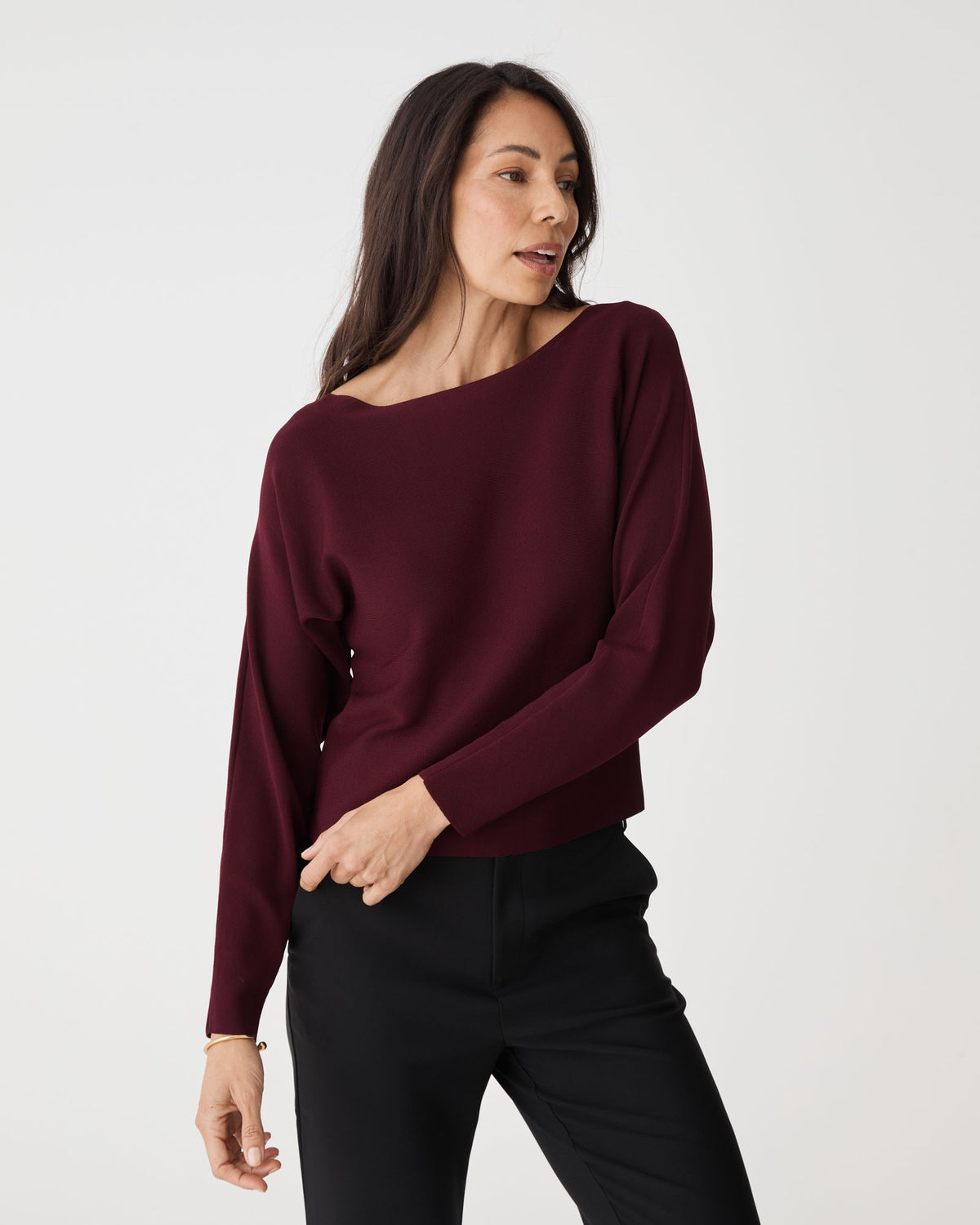 Jamie Dolman Sleeve Knit in plum — close-up view 2