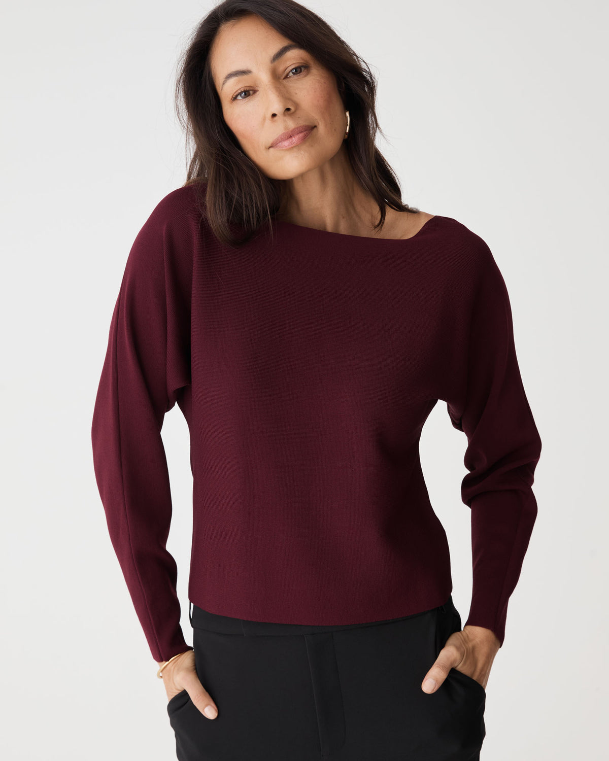 Jamie Dolman Sleeve Knit in plum — close-up view 3