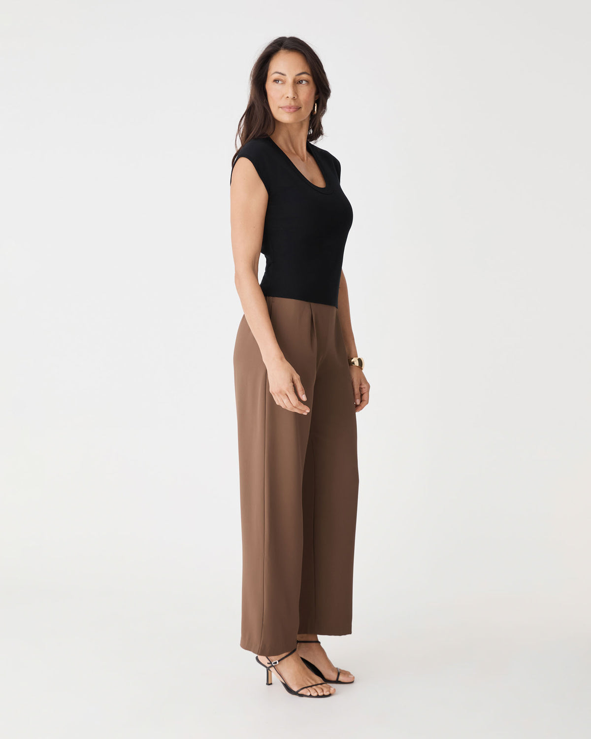 Laura Tencel Scoop Neck Knit in black — view 3