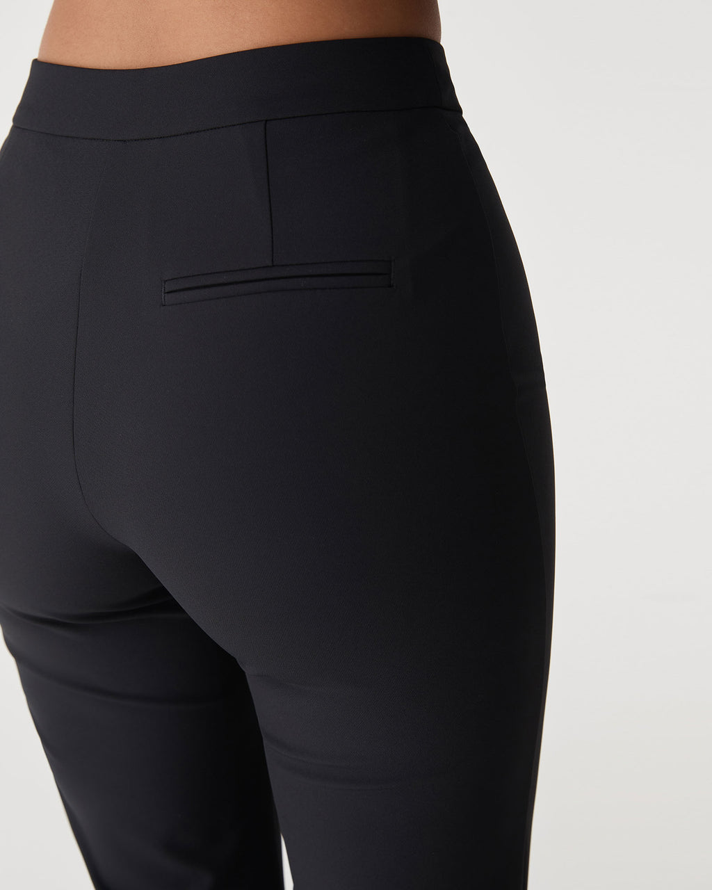 Thea Bootleg Pants in black — fabric detail