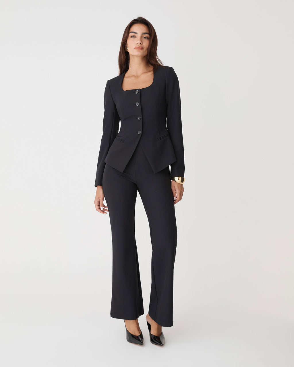 Thea Bootleg Pants in black — full-length view 2