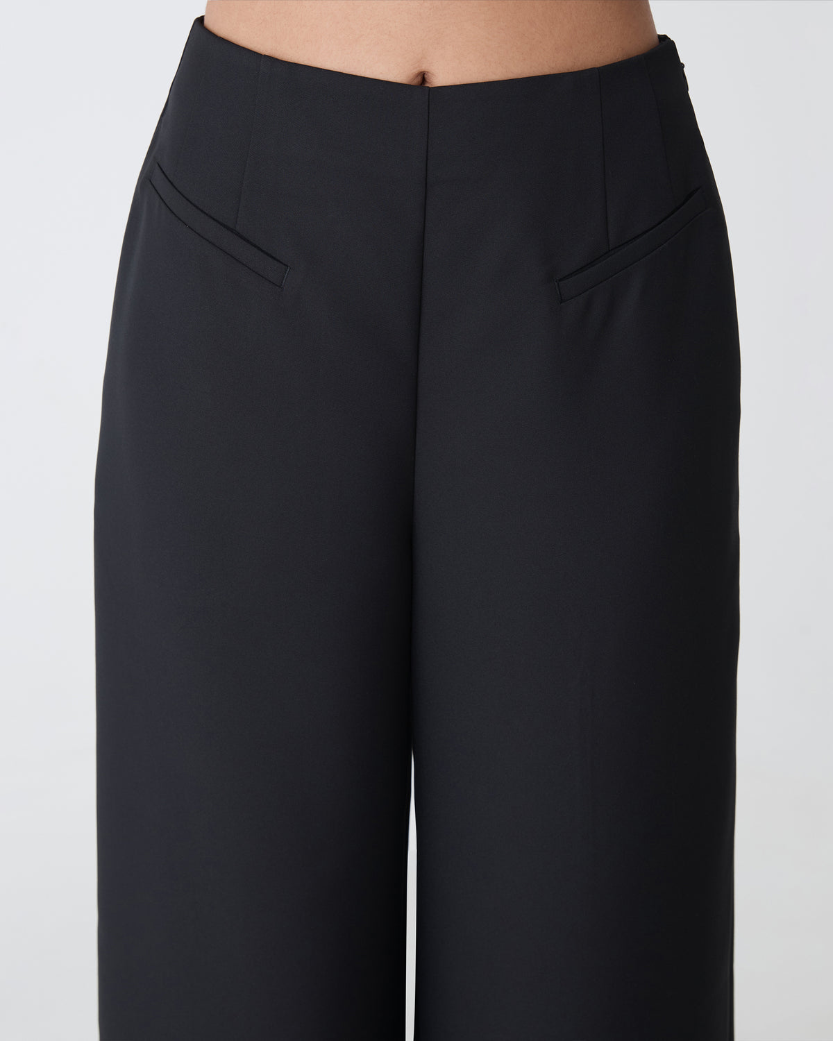 Dakota Basque Waist Pants in black — fabric detail