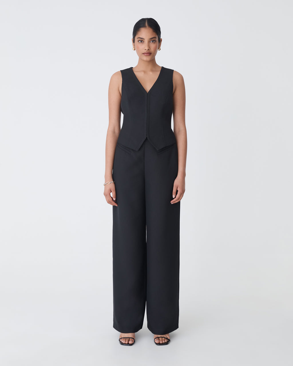 Dakota Basque Waist Pants in black — full-length view