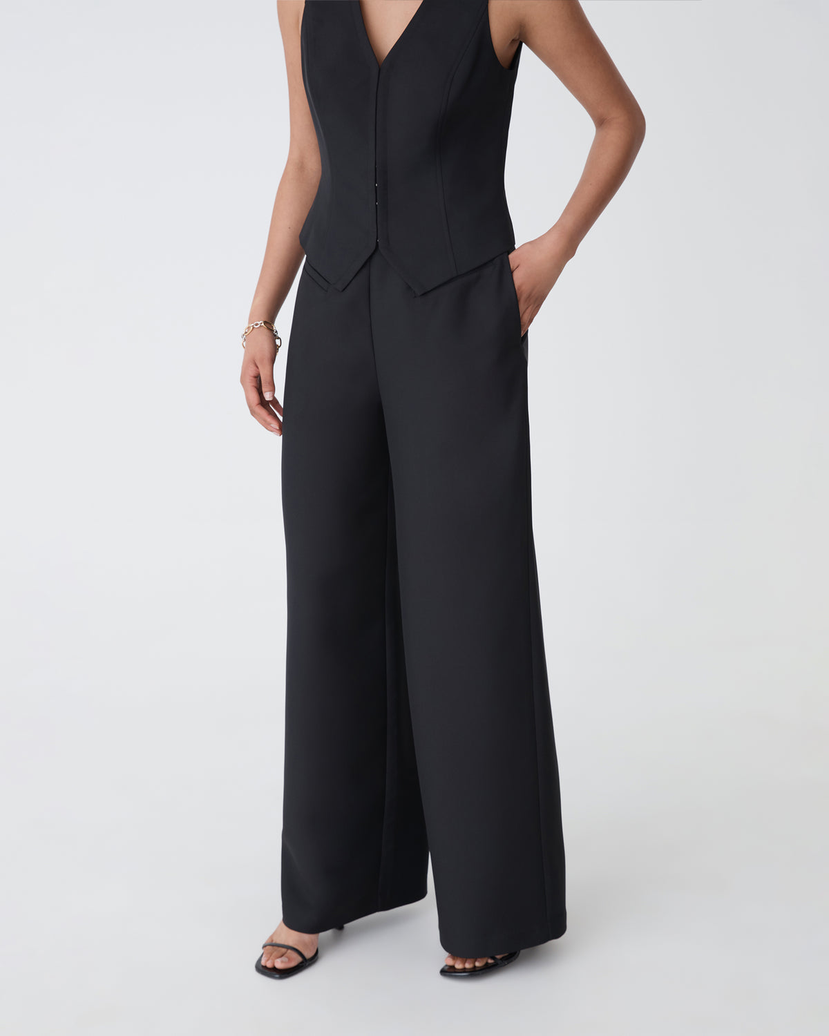 Dakota Basque Waist Pants in black — side view
