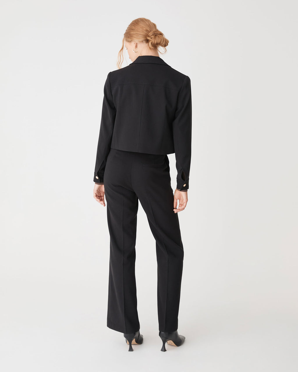 Sadie Bootleg Pants in black — back view