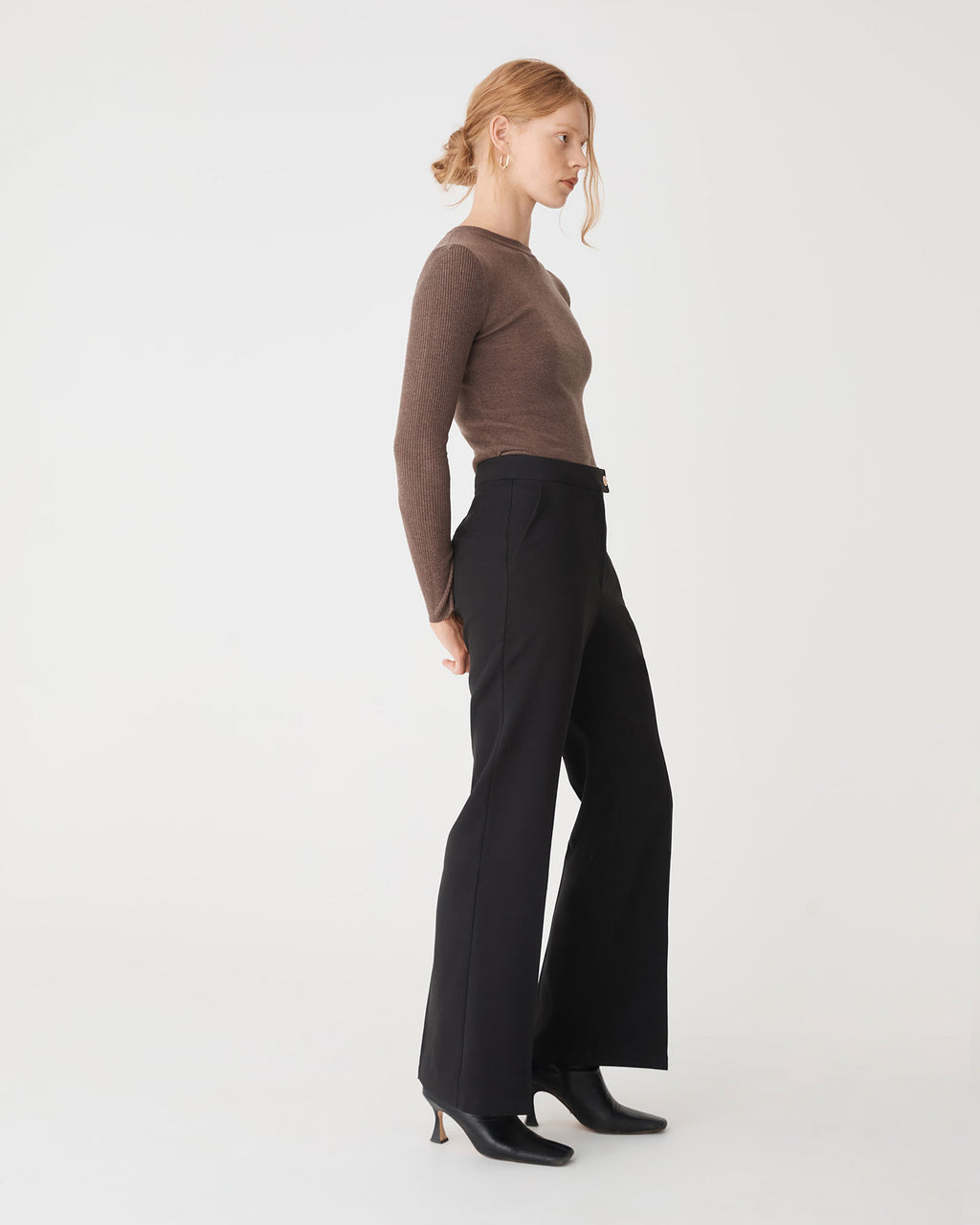 Sadie Bootleg Pants in black — side view