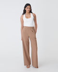 Evie Wide Leg Sailor Pants in biscuit — full-length view