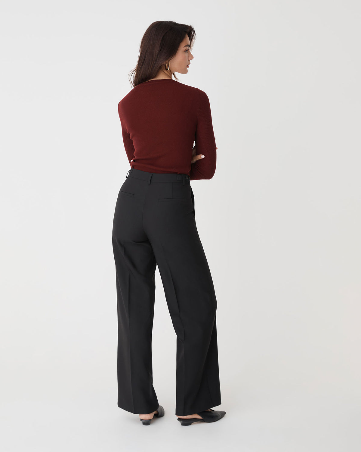 Ash Adjustable Waist Pants in black — back view