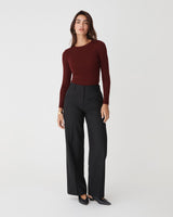 Ash Adjustable Waist Pants in black — full-length view