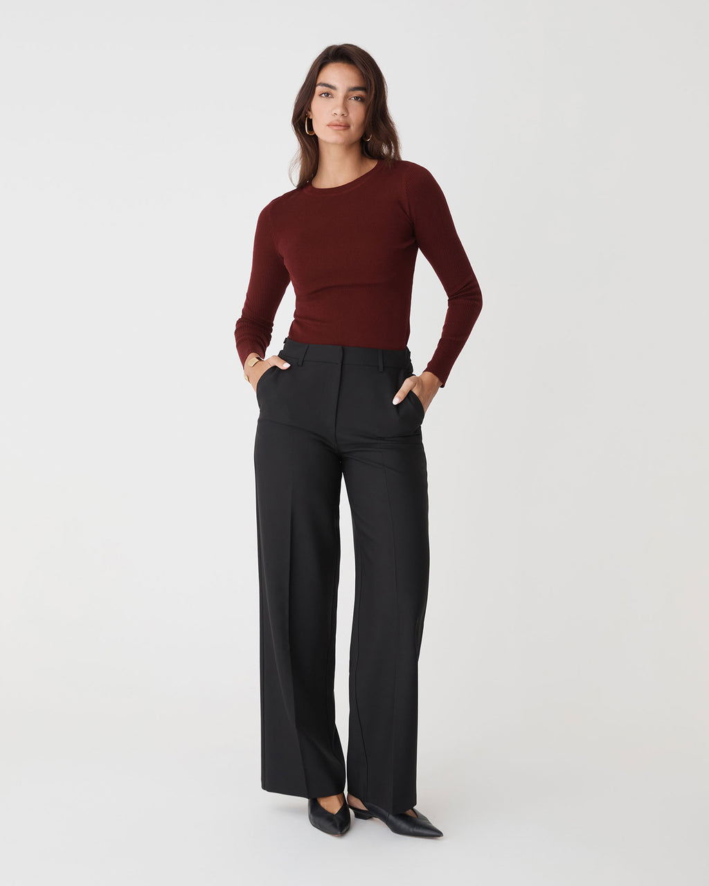 Ash Adjustable Waist Pants in black — full-length view 2