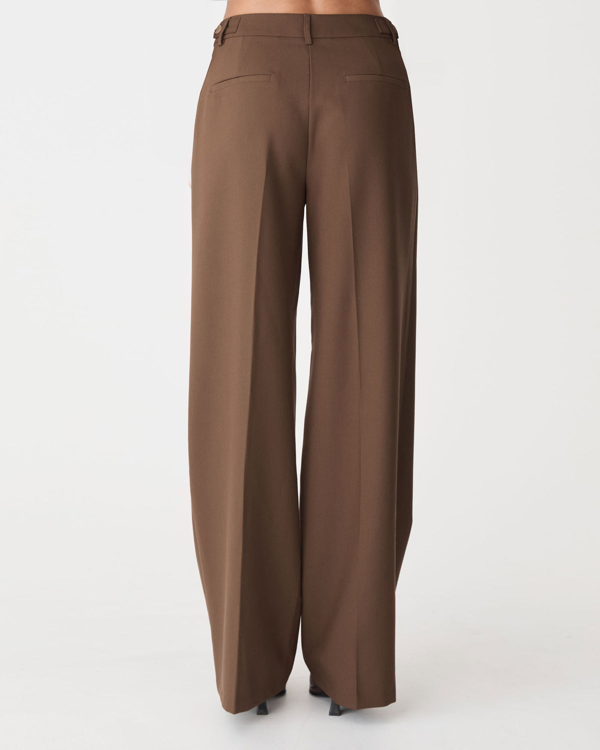 Ash Adjustable Waist Pants in espresso — back view