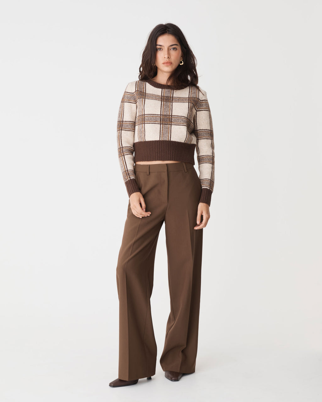Ash Adjustable Waist Pants in espresso — full-length view