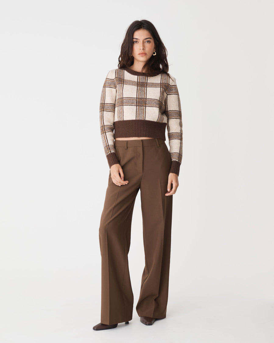 Ash Adjustable Waist Pants in espresso — full-length view