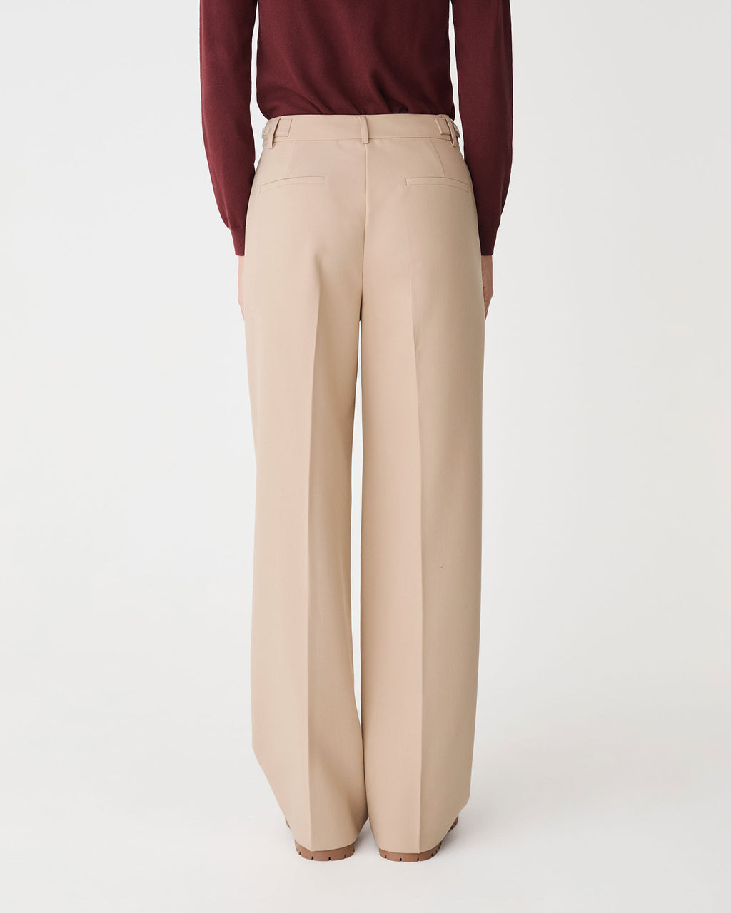 Ash Adjustable Waist Pants in latte — back view