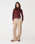 Ash Adjustable Waist Pants in latte — full-length view