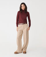 Ash Adjustable Waist Pants in latte — full-length view