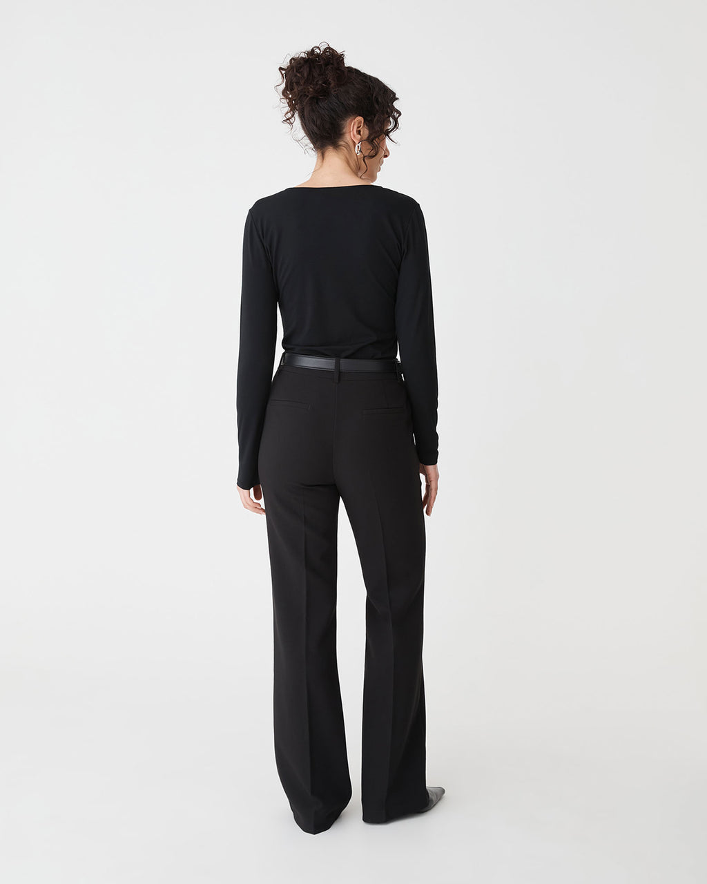 Lydia Bootleg Pants in black — back view