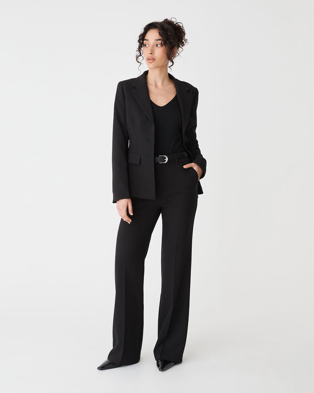 Lydia Bootleg Pants in black — full-length view