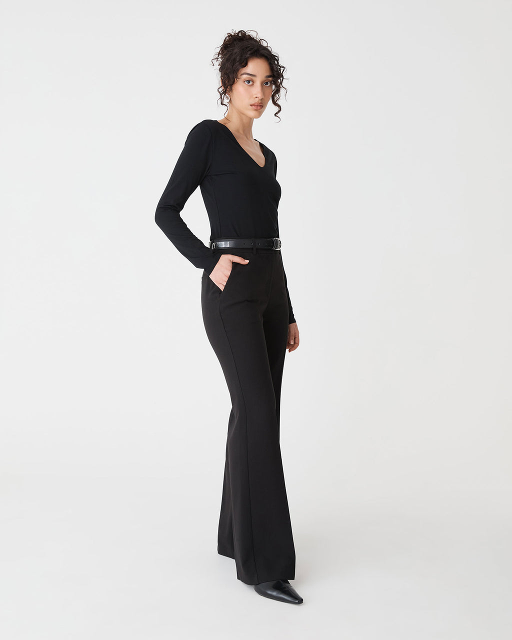 Lydia Bootleg Pants in black — side view