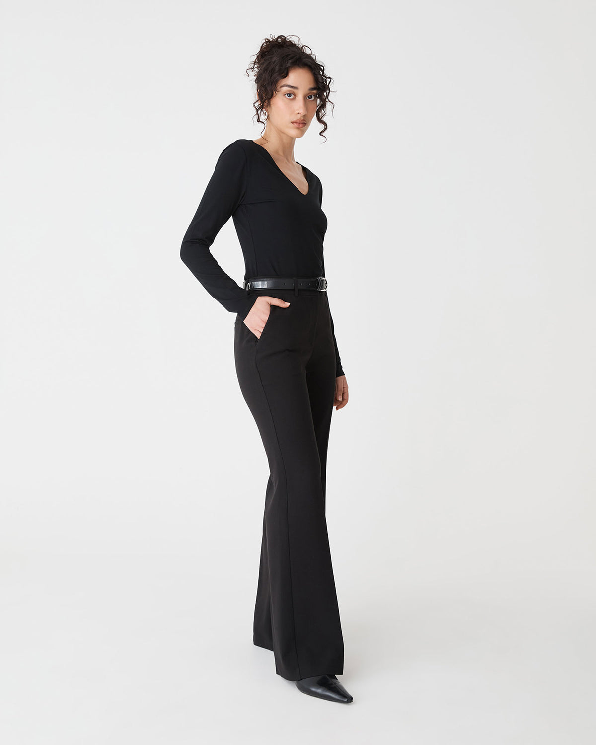 Lydia Bootleg Pants in black — side view
