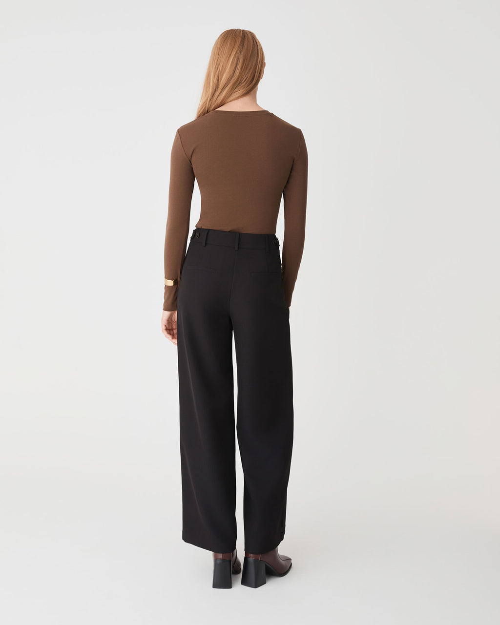 Stevie Adjustable Waist Pants in black — back view