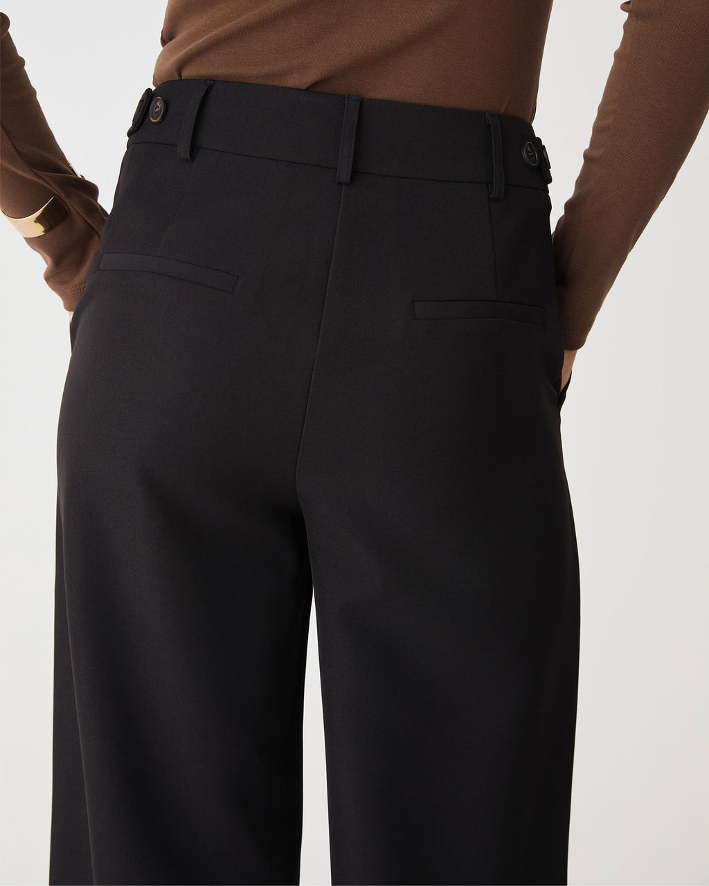 Stevie Adjustable Waist Pants in black — fabric detail 2