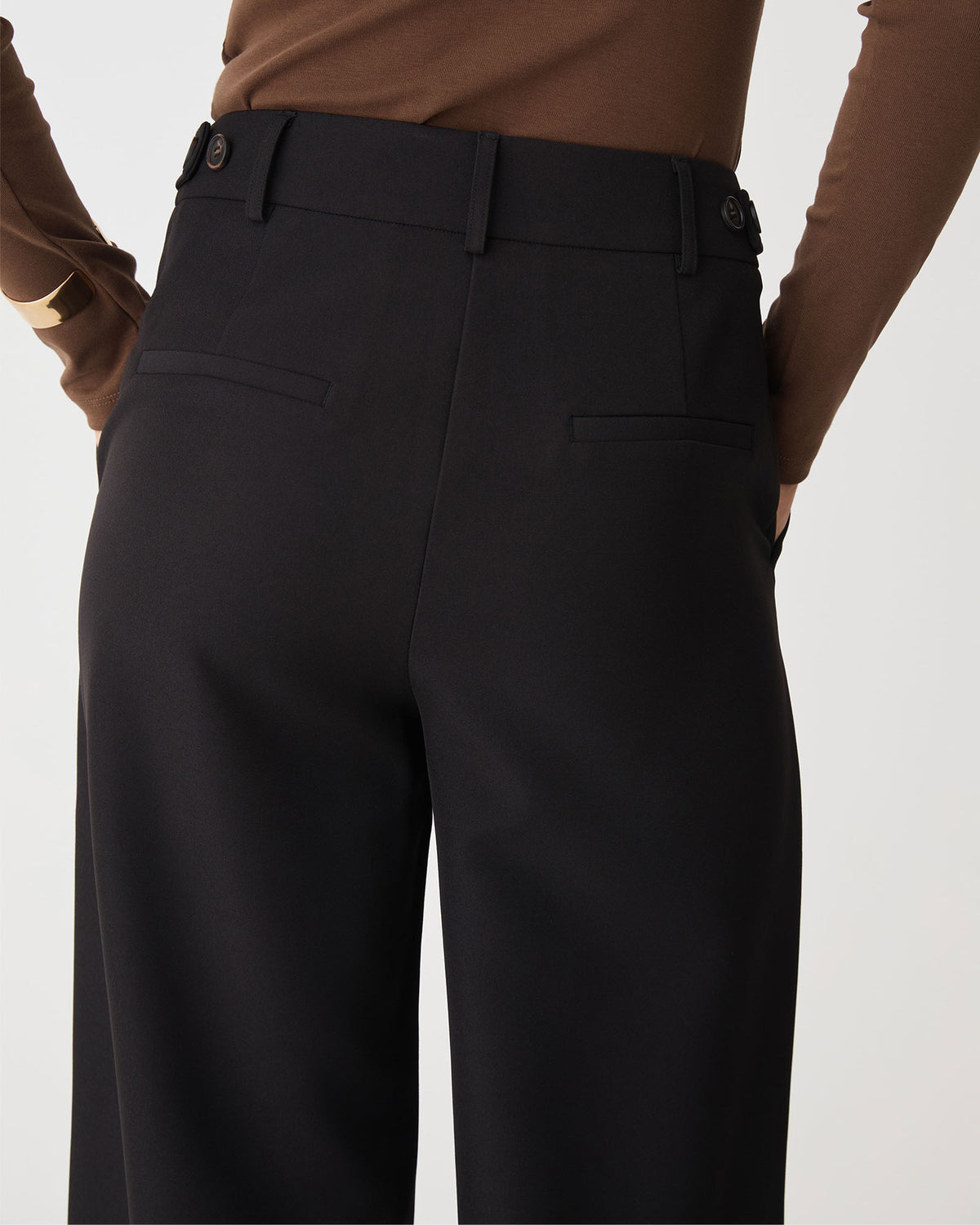 Stevie Adjustable Waist Pants in black — fabric detail 2