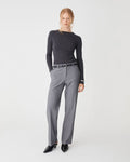 Nikki Mid Rise Straight Pants in melange grey — full-length view
