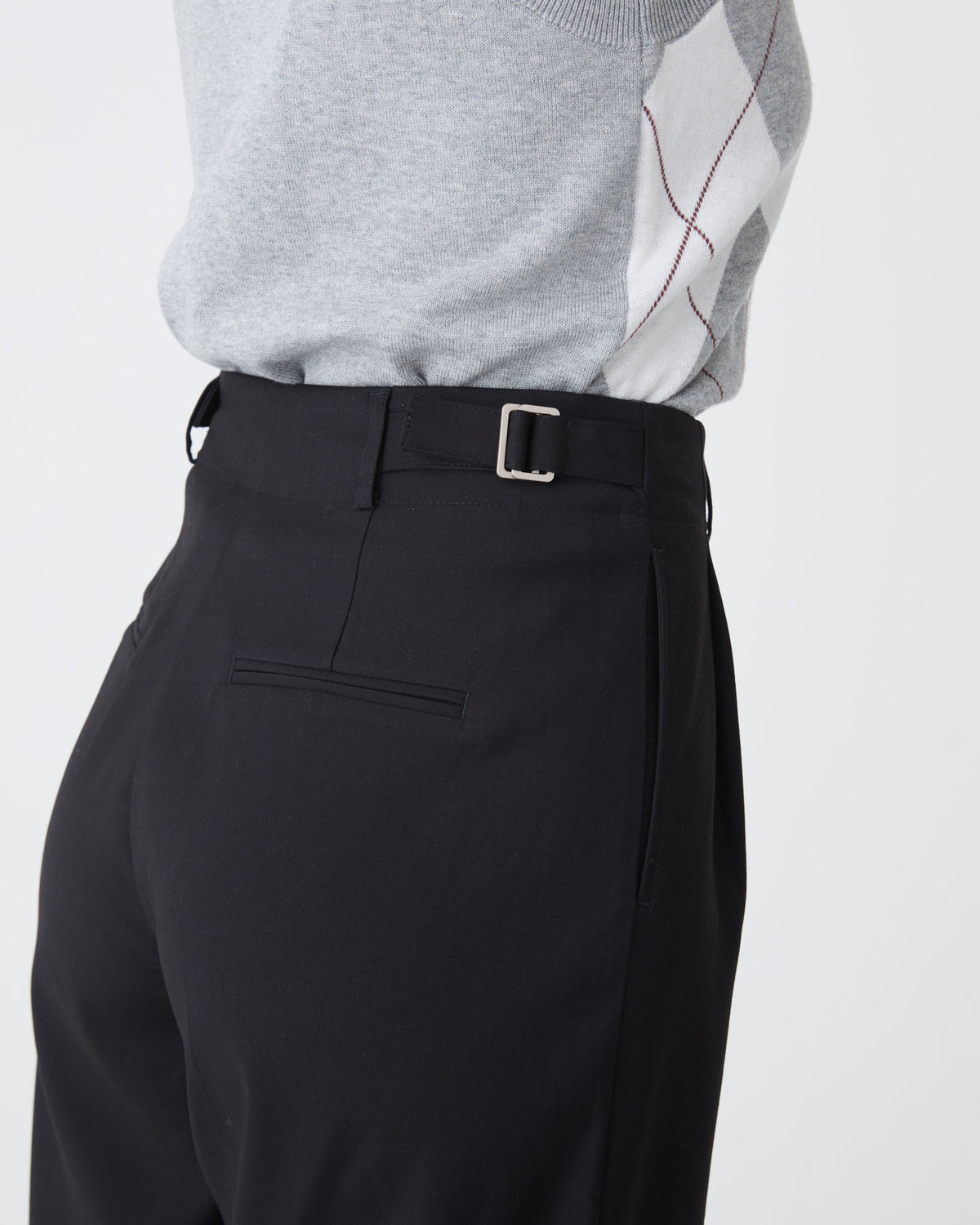 Milan 2 Adjustable Waist Pants in black — fabric detail
