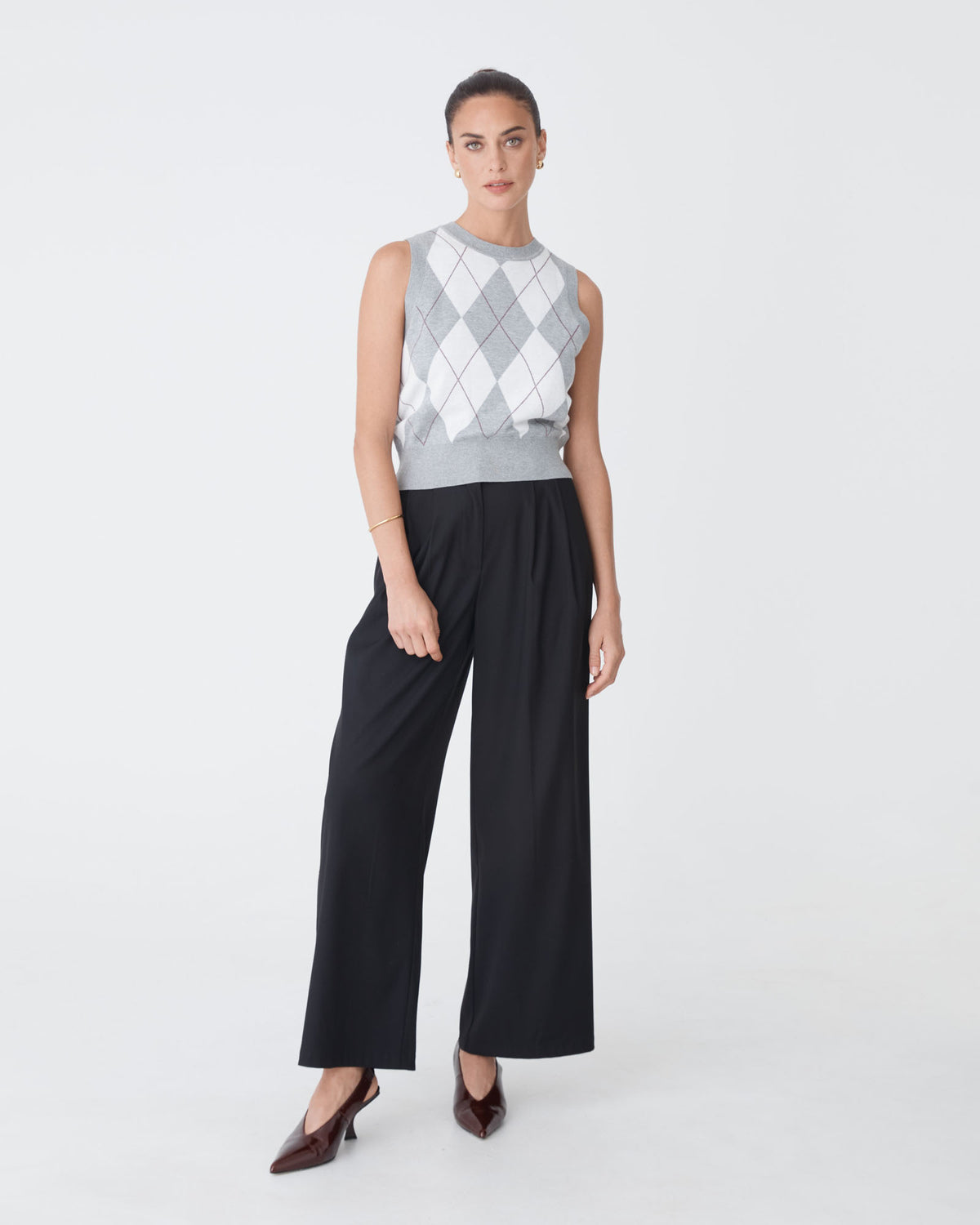 Milan 2 Adjustable Waist Pants in black — full-length view