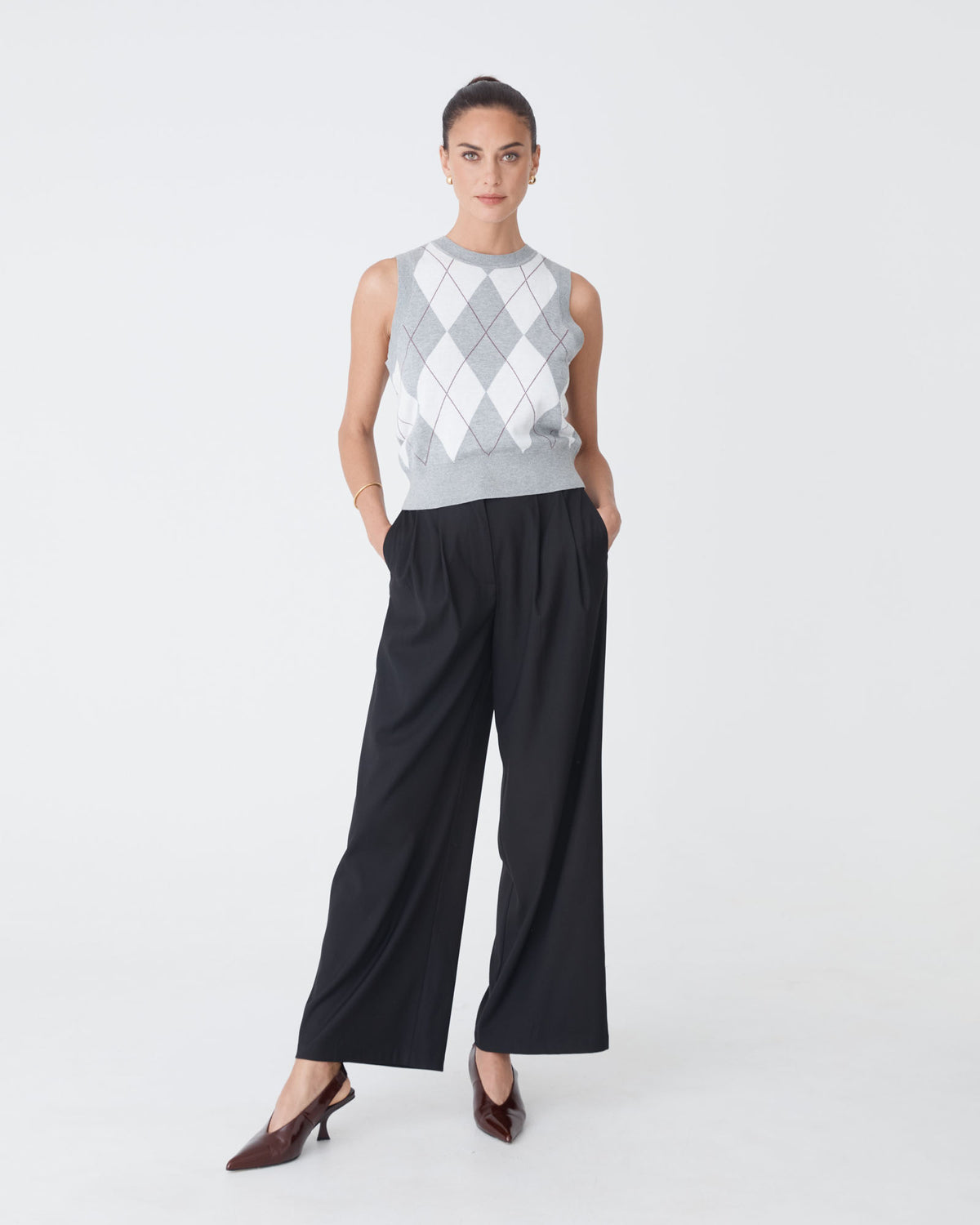 Milan 2 Adjustable Waist Pants in black — full-length view 2