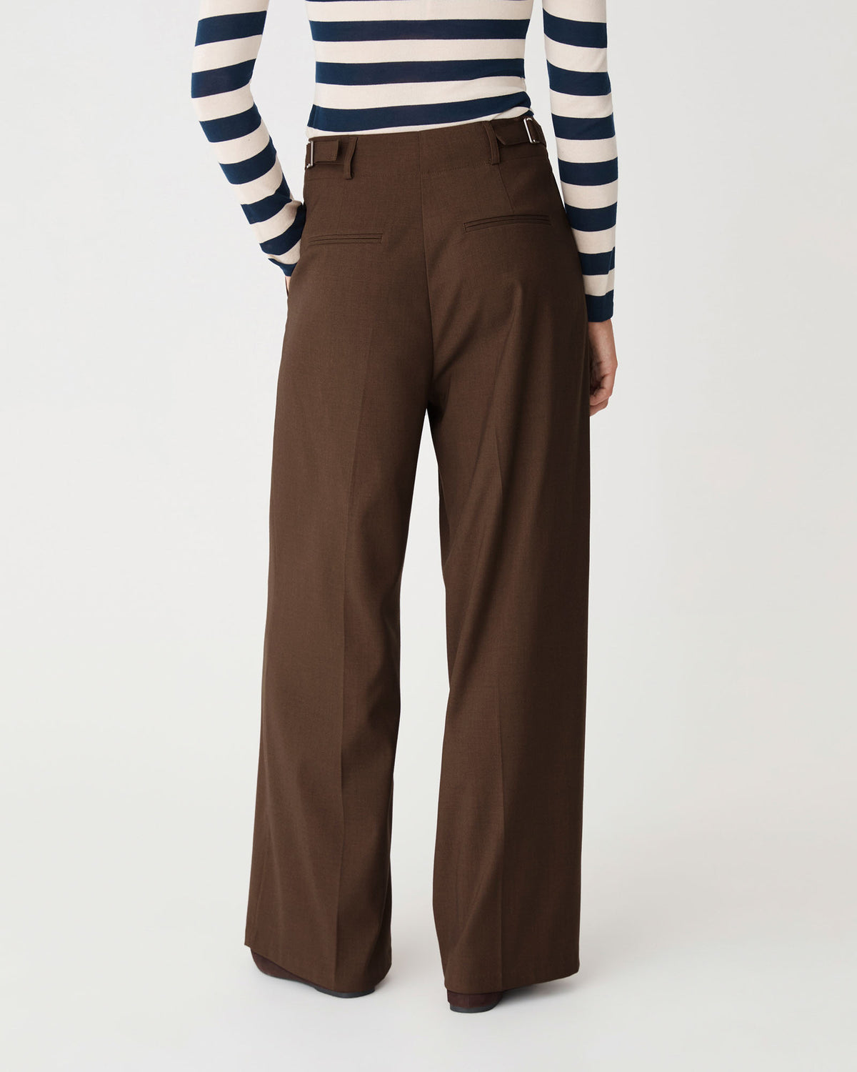Milan 2 Adjustable Waist Pants in chocolate — back view