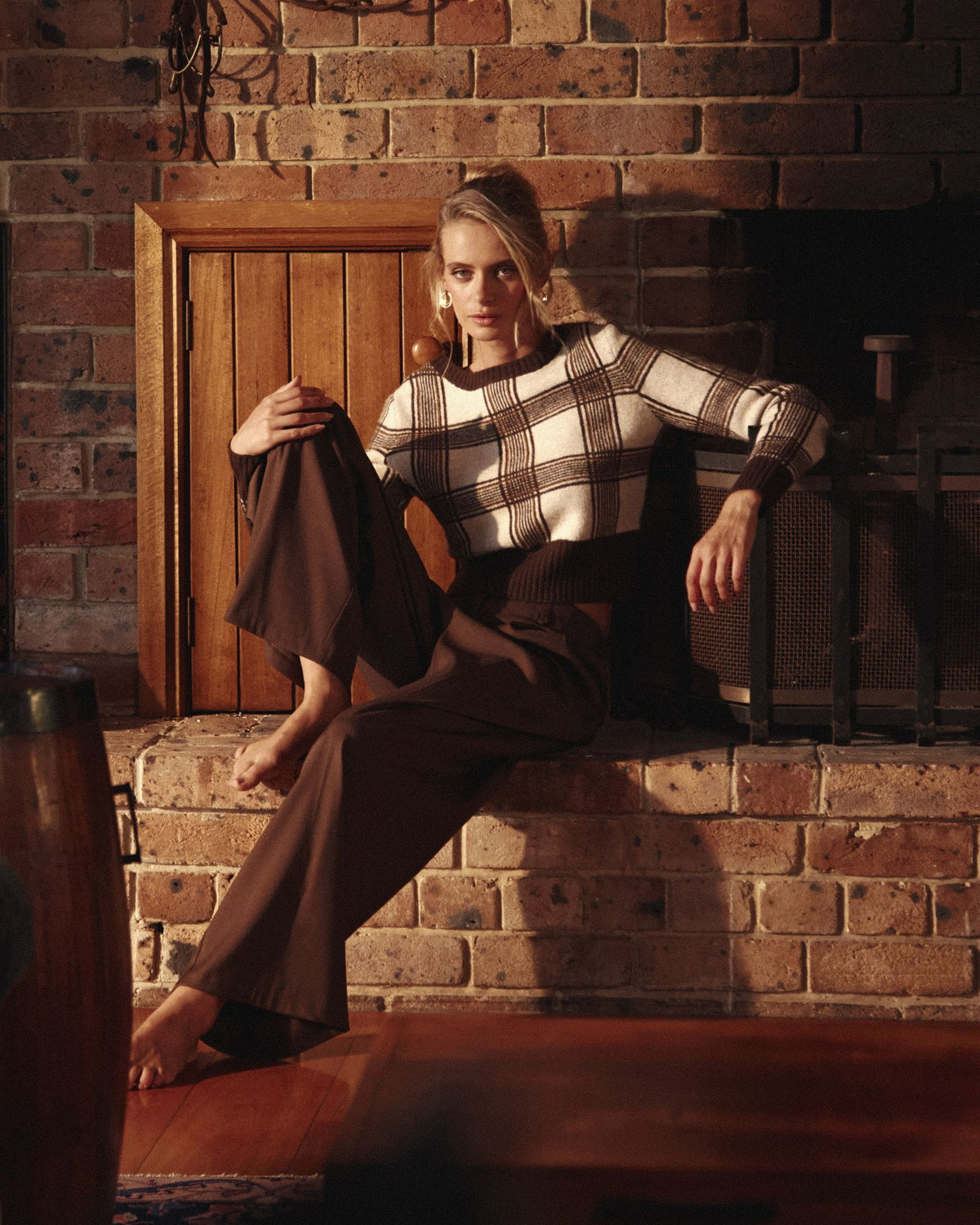 Milan 2 Adjustable Waist Pants in chocolate — alternate view