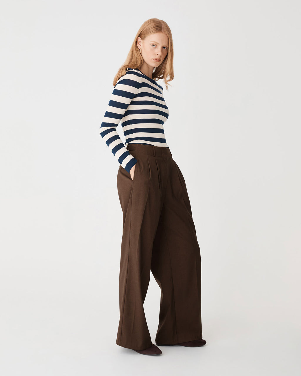 Milan 2 Adjustable Waist Pants in chocolate — side view