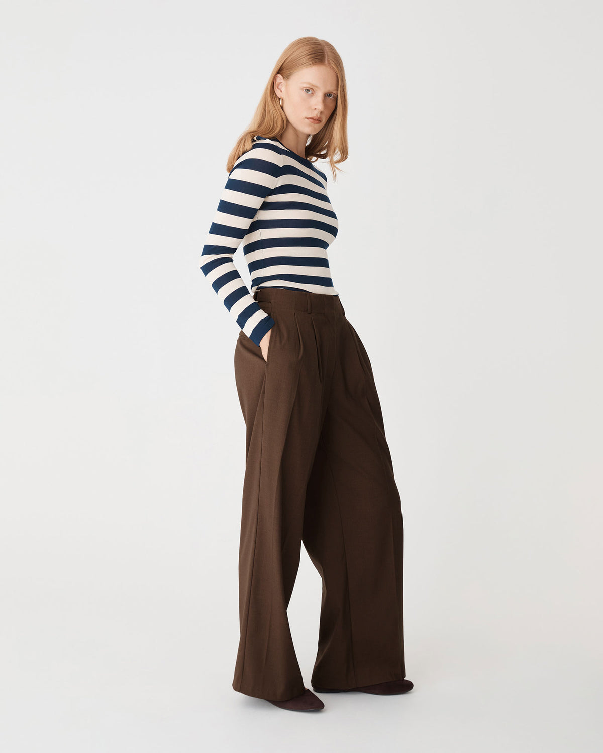 Milan 2 Adjustable Waist Pants in chocolate — side view