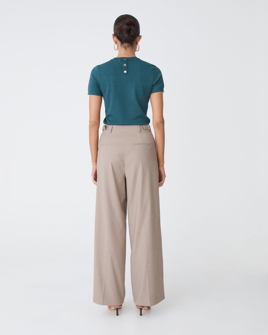 Milan 2 Adjustable Waist Pants in mocha — back view