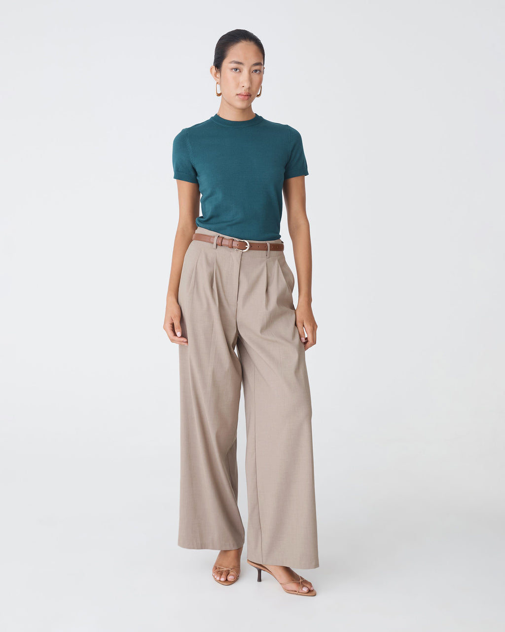 Milan 2 Adjustable Waist Pants in mocha — full-length view
