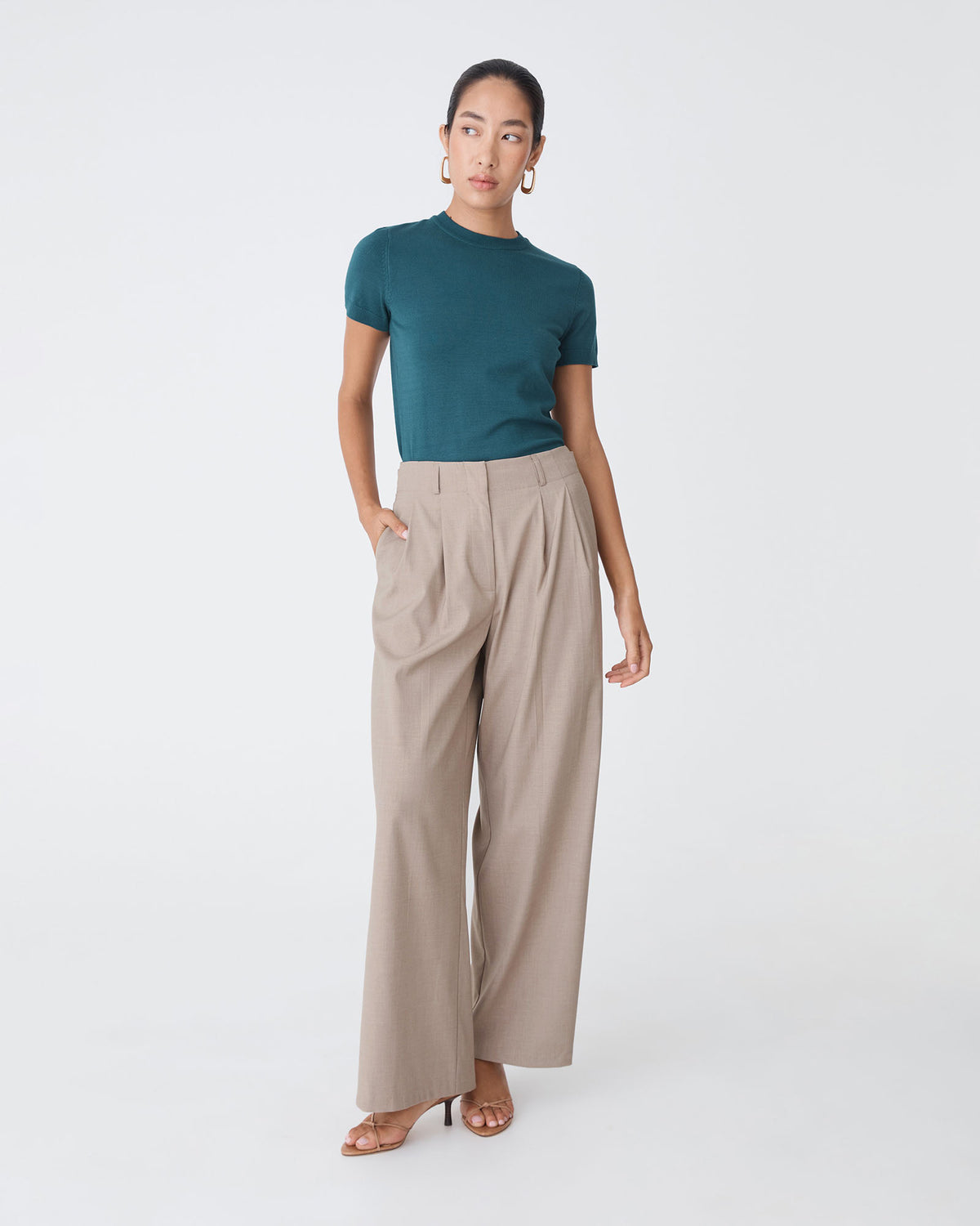 Milan 2 Adjustable Waist Pants in mocha — full-length view 2