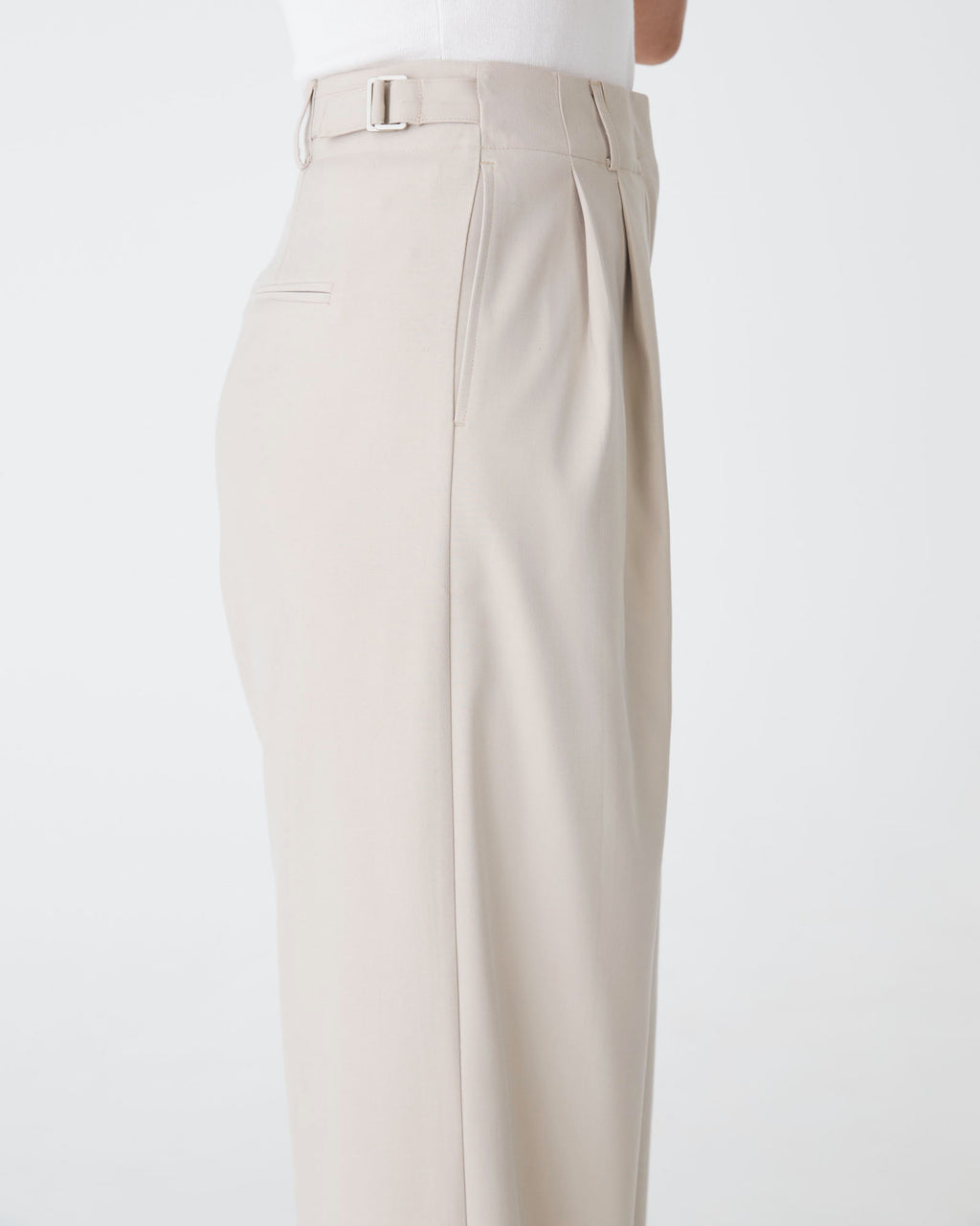 Milan 2 Adjustable Waist Pants in oat marle — fabric detail