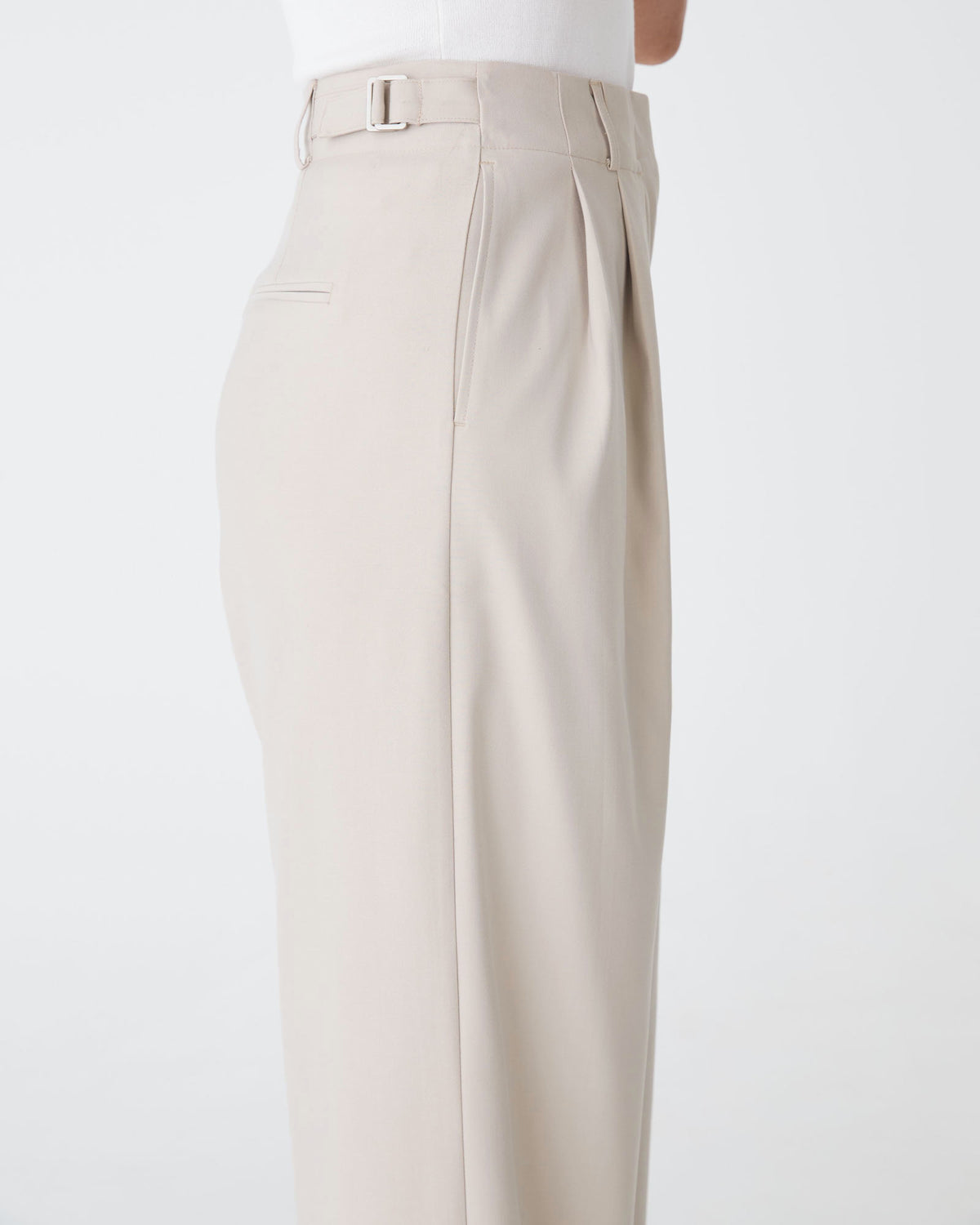 Milan 2 Adjustable Waist Pants in oat marle — fabric detail
