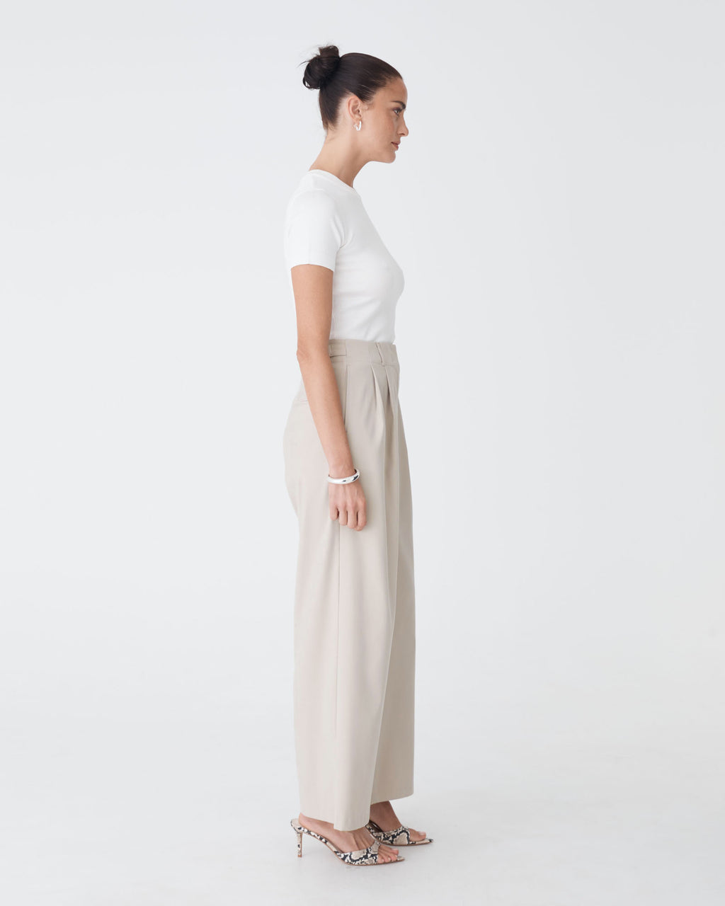 Milan 2 Adjustable Waist Pants in oat marle — side view